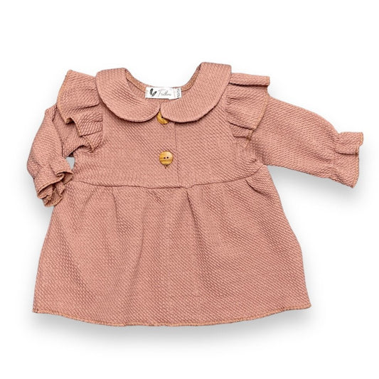 Blouse met ruches en kabelmotief in kleiroze