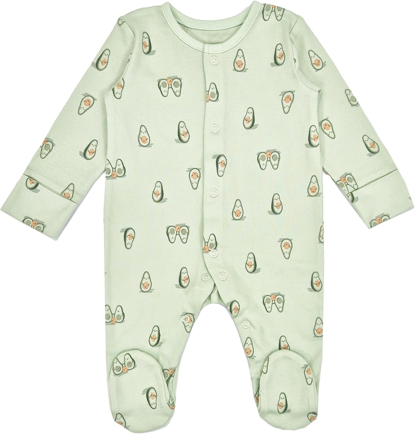 Baby Sleepsuits 3 Pack Girl Boy Cotton Green Fruit Babygrow