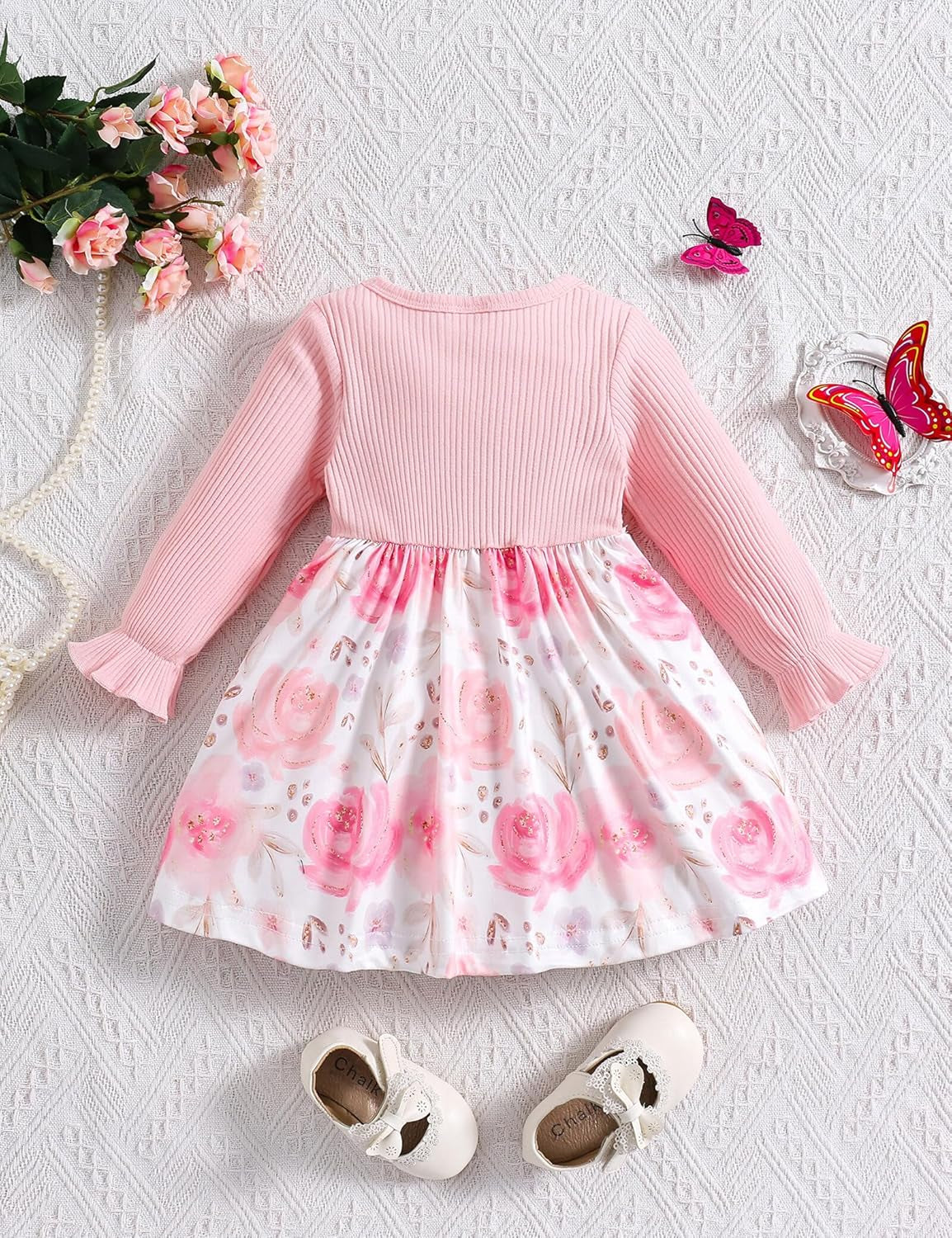 Baby Girl Dress and Cardigan Set False 2 Piece