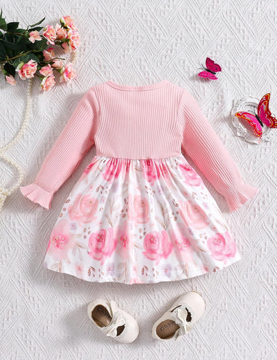 Baby Girl Dress and Cardigan Set False 2 Piece