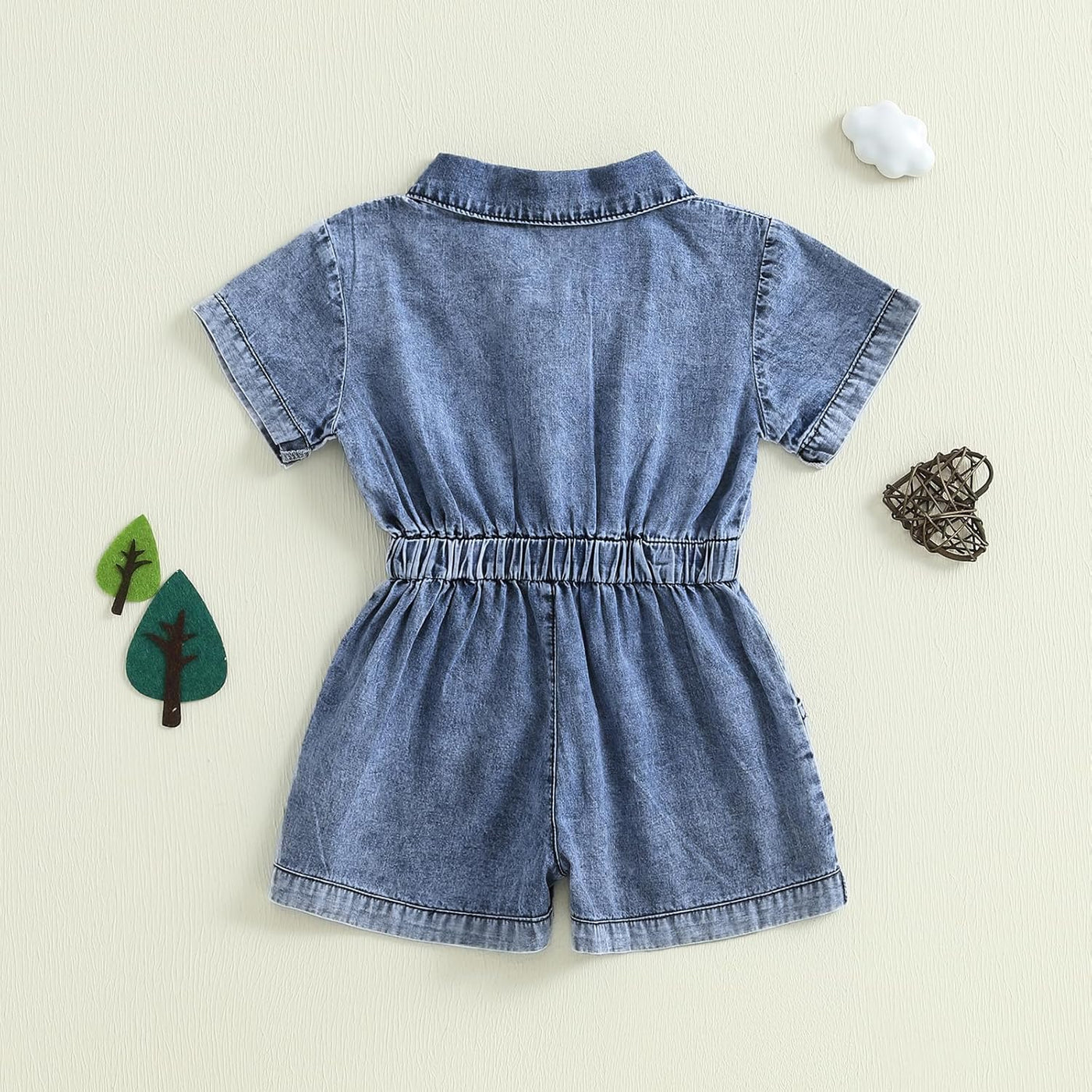 Toddler Baby Girl Denim Jumpsuit Short Sleeve 