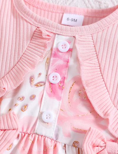 Baby Girl Dress and Cardigan Set False 2 Piece