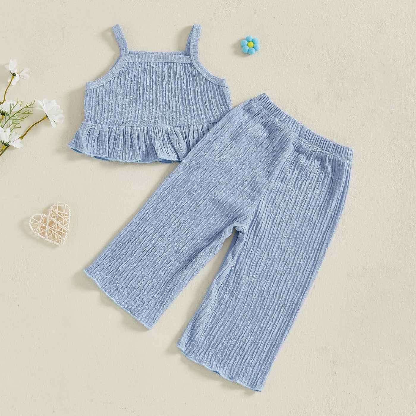 Baby Girl Summer Outfit Floral Crochet Ruffle Sleeveless 