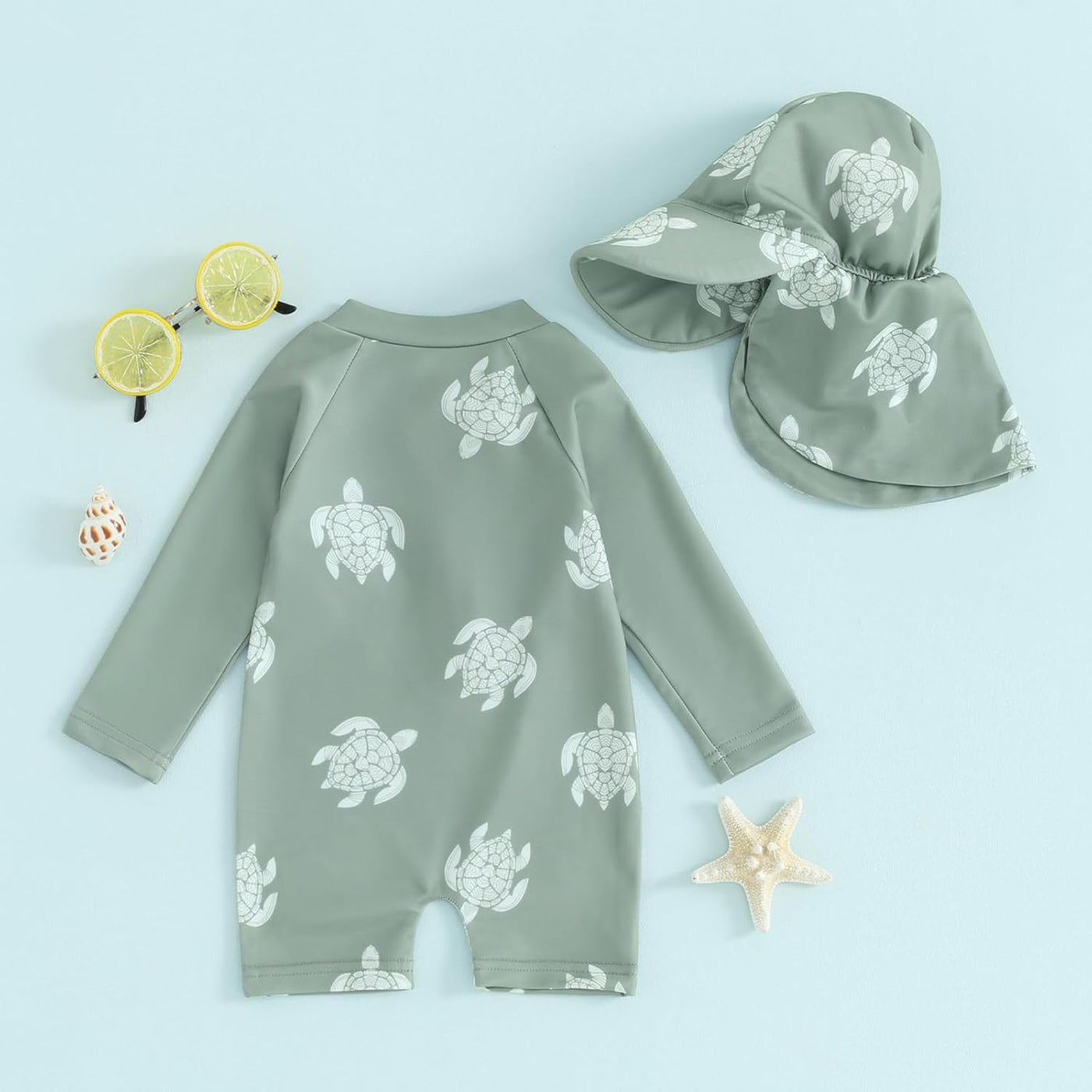 Newborn Baby Boy Swimming Costume with Sun Hat 