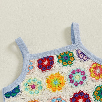 Baby Girl Summer Outfit Floral Crochet Ruffle Sleeveless 