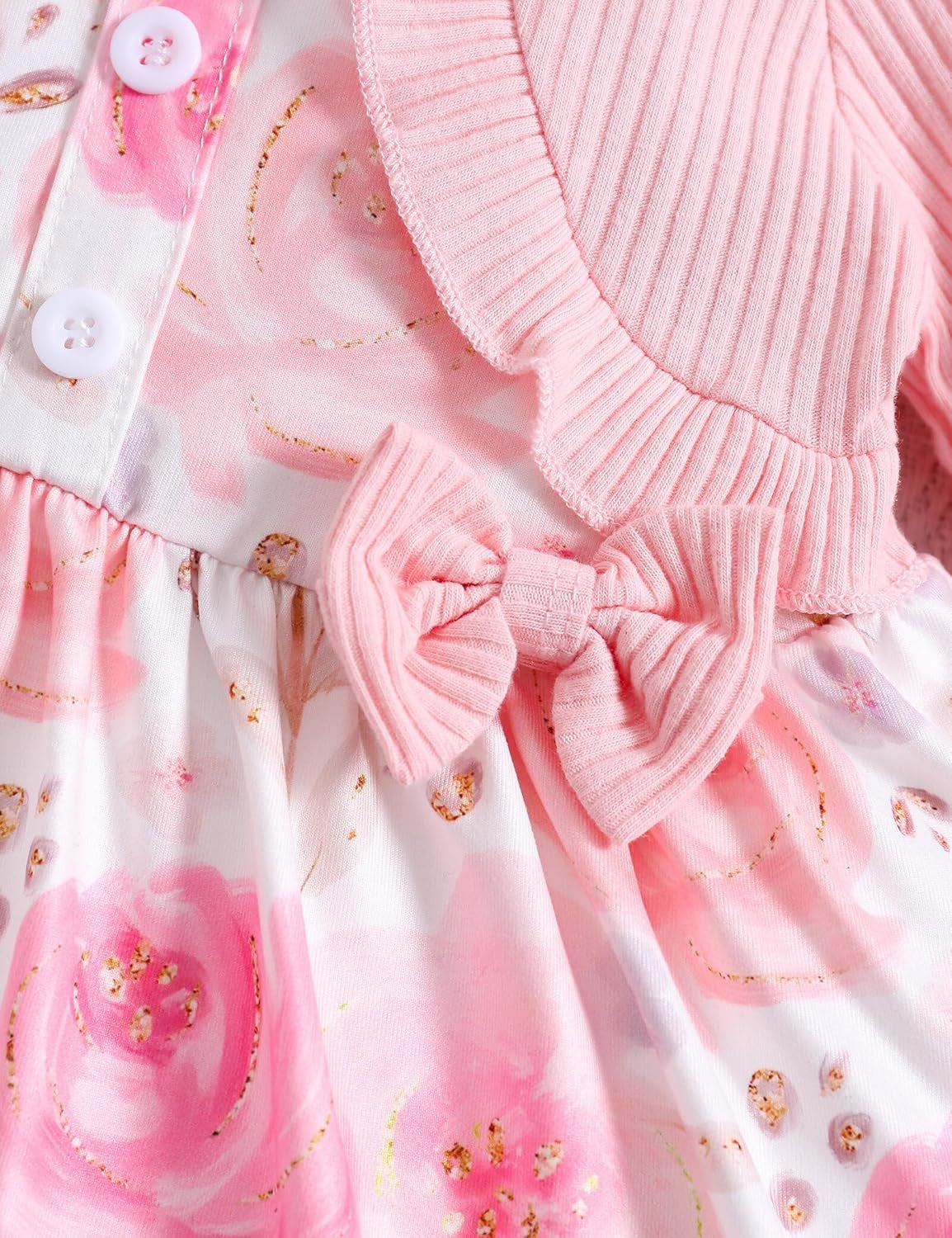 Baby Girl Dress and Cardigan Set False 2 Piece