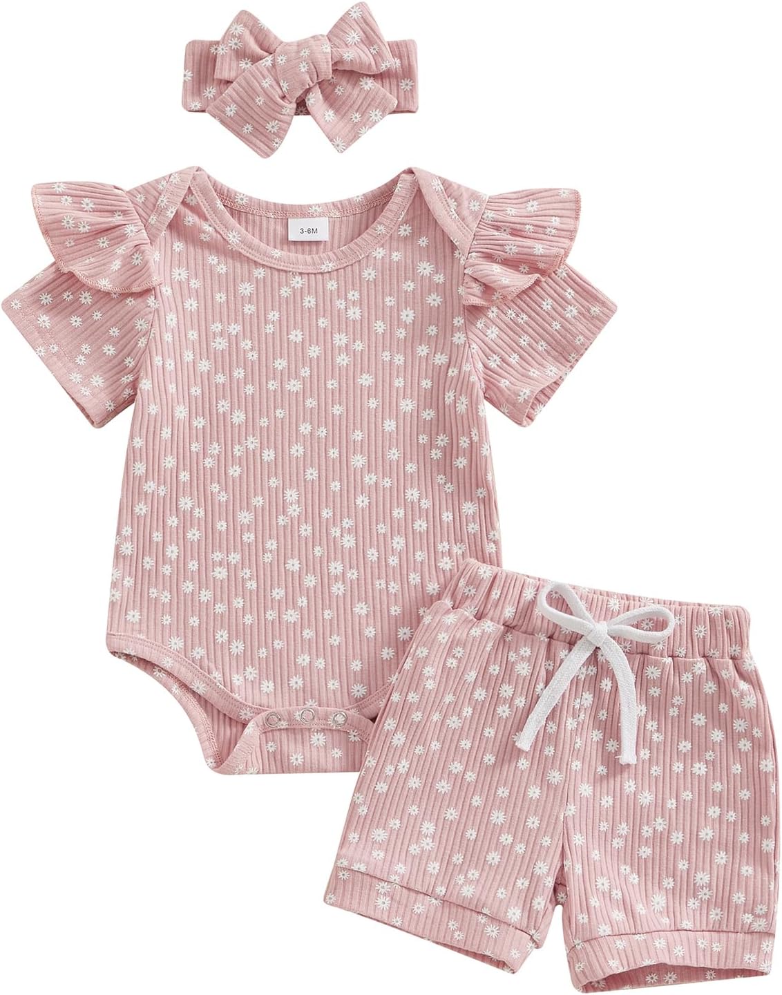 Baby Girls Little Daisy Print Outfits Short Sleeve Bodysuit 