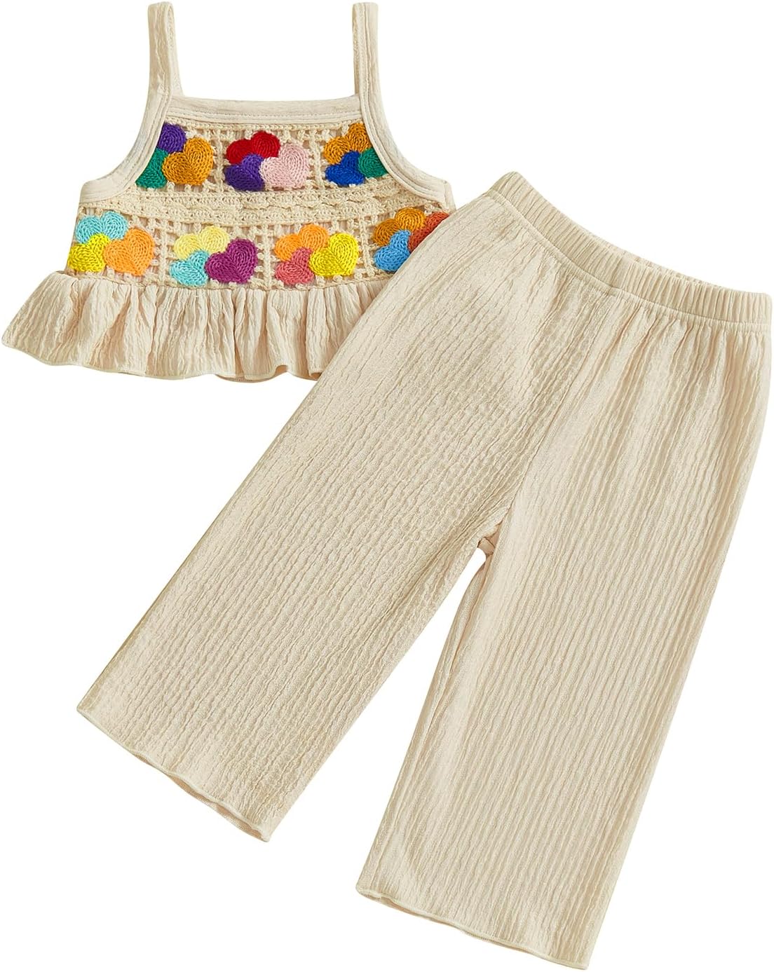 Baby Girl Summer Outfit Floral Crochet Ruffle Sleeveless 