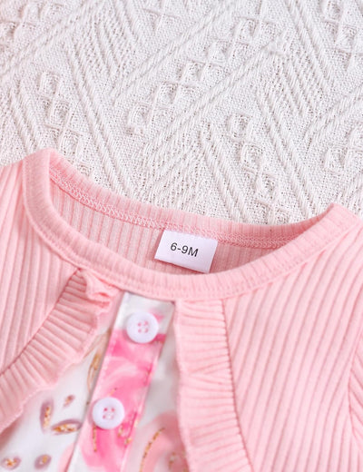 Baby Girl Dress and Cardigan Set False 2 Piece