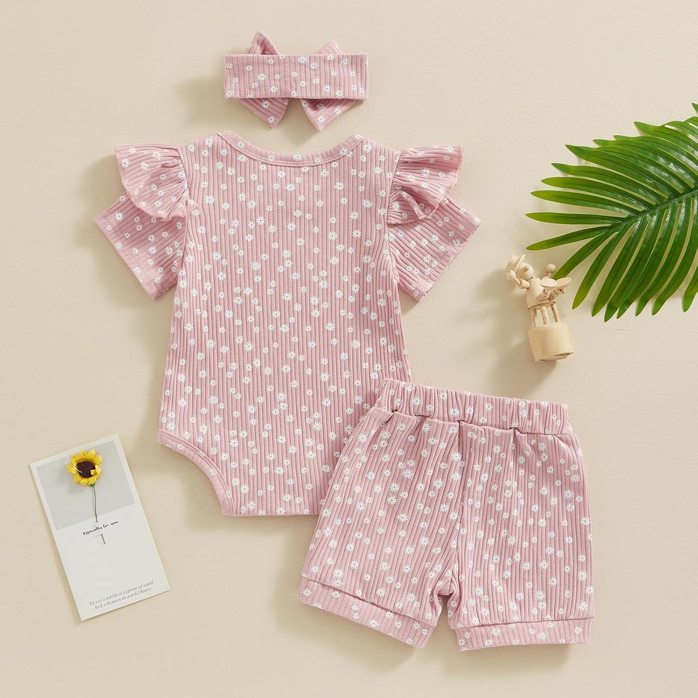 Baby Girls Little Daisy Print Outfits Short Sleeve Bodysuit 