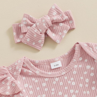 Baby Girls Little Daisy Print Outfits Short Sleeve Bodysuit 