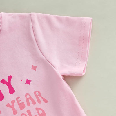 Baby Girl First Birthday Outfits Letter Print Short Sleeve