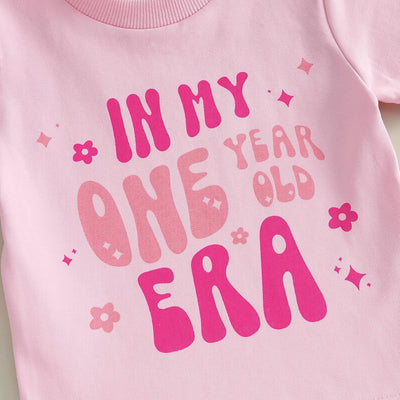 Baby Girl First Birthday Outfits Letter Print Short Sleeve