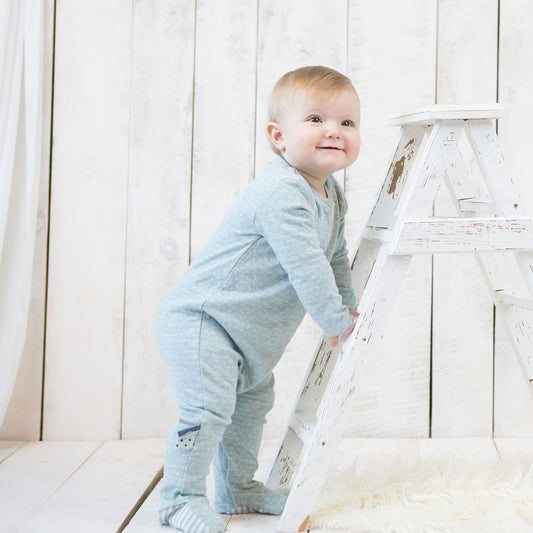 OrganicEra Organic Baby Footed Sleepsuit, Aqua