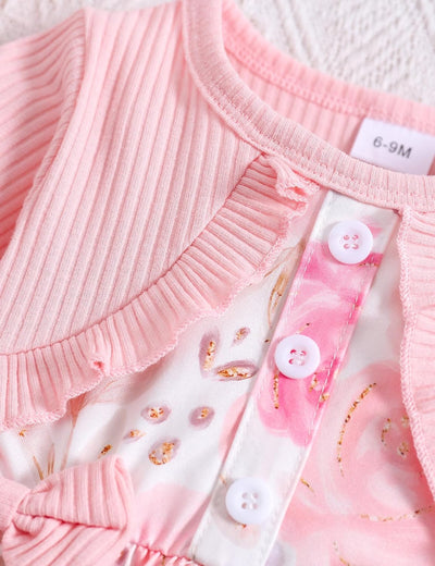 Baby Girl Dress and Cardigan Set False 2 Piece