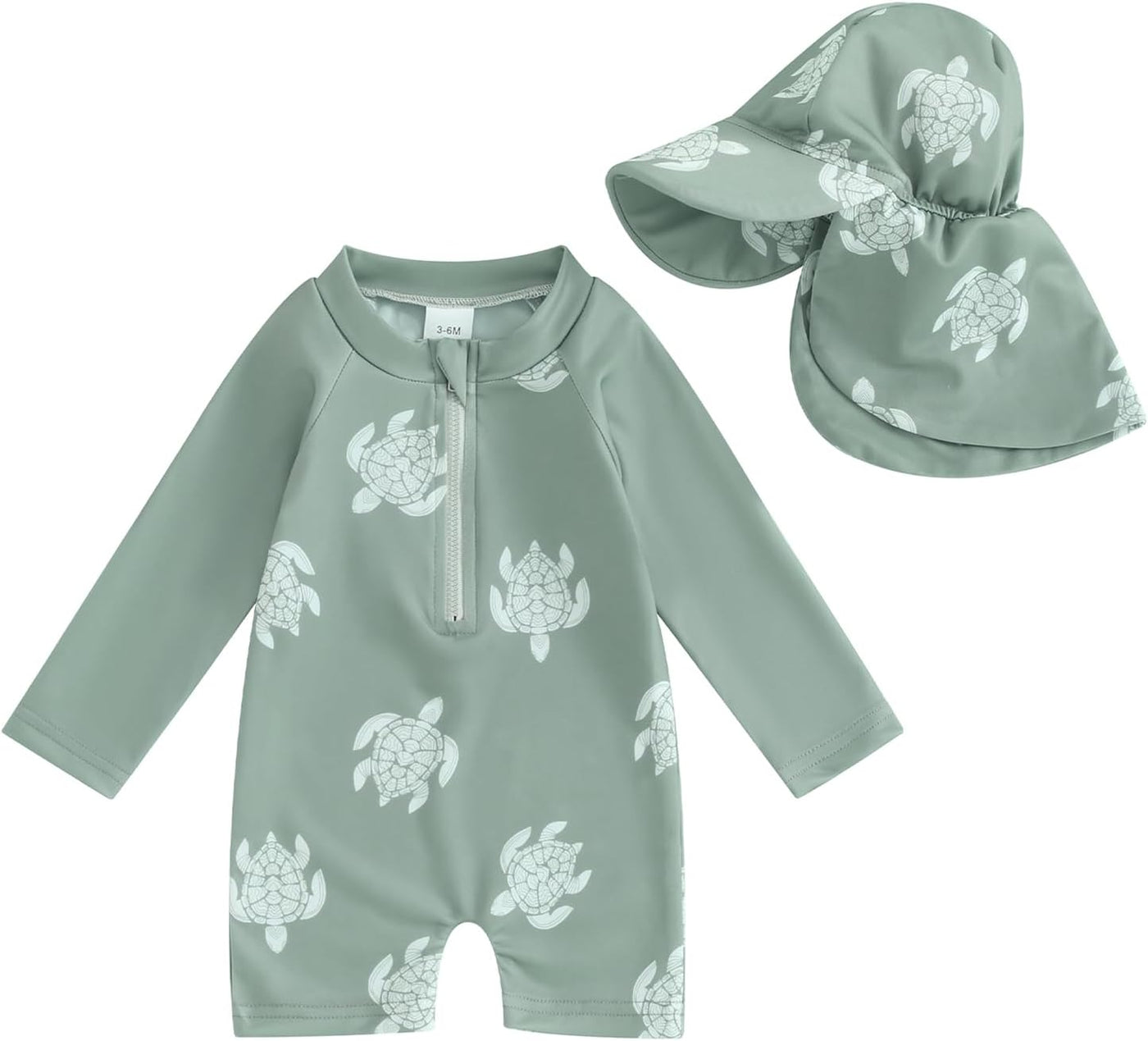 Newborn Baby Boy Swimming Costume with Sun Hat 